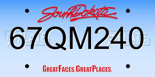 67QM240 South Dakota License Plate