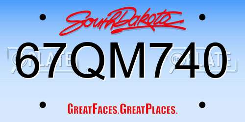 67QM740 South Dakota License Plate