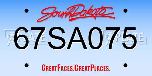 67SA075 South Dakota License Plate