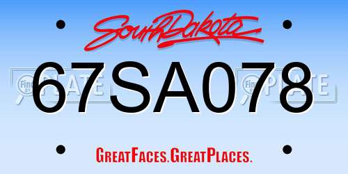 67SA078 South Dakota License Plate