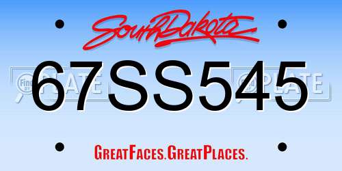 67SS545 South Dakota License Plate