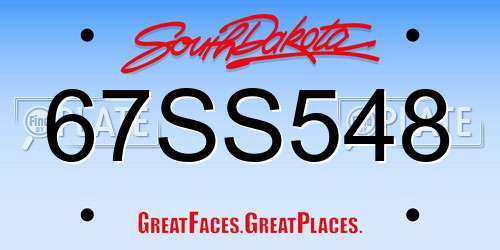 67SS548 South Dakota License Plate