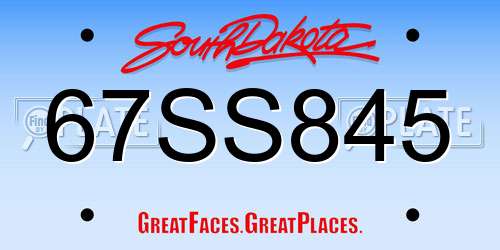 67SS845 South Dakota License Plate