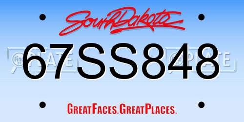 67SS848 South Dakota License Plate