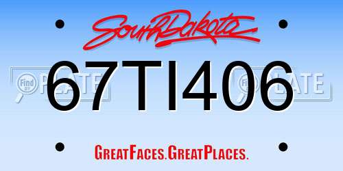67TI406 South Dakota License Plate