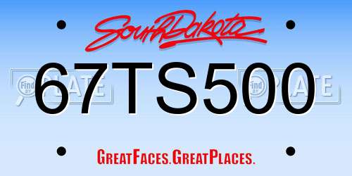 67TS500 South Dakota License Plate