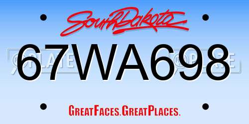 67WA698 South Dakota License Plate