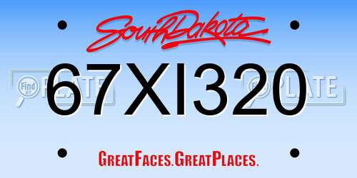 67XI320 South Dakota License Plate