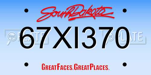 67XI370 South Dakota License Plate