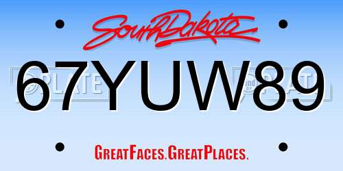 67YUW89 South Dakota License Plate