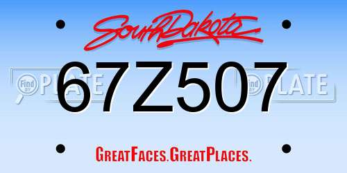 67Z507 South Dakota License Plate