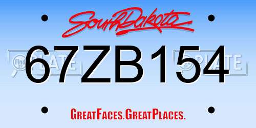 67ZB154 South Dakota License Plate