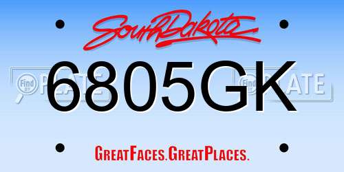 6805GK South Dakota License Plate