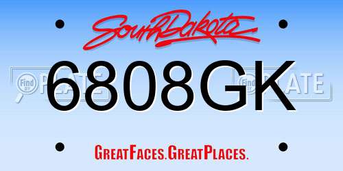 6808GK South Dakota License Plate