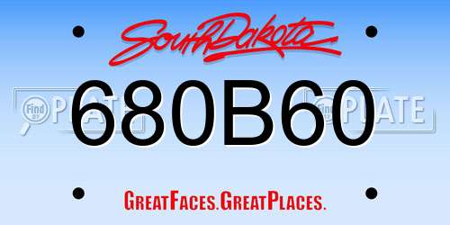 680B60 South Dakota License Plate