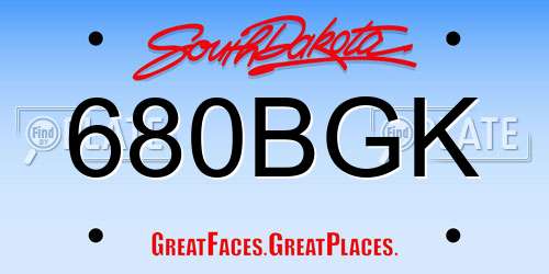 680BGK South Dakota License Plate