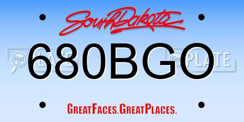 680BGO South Dakota License Plate