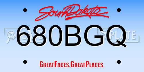 680BGQ South Dakota License Plate