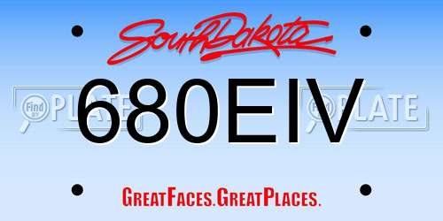 680EIV South Dakota License Plate