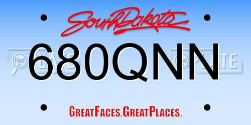680QNN South Dakota License Plate