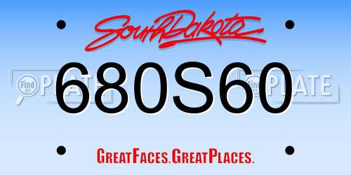 680S60 South Dakota License Plate