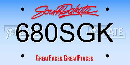 680SGK South Dakota License Plate