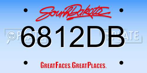 6812DB South Dakota License Plate