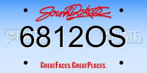 6812OS South Dakota License Plate