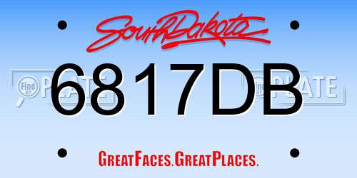 6817DB South Dakota License Plate
