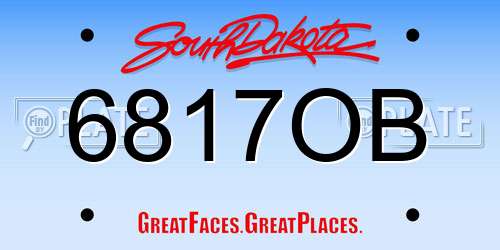 6817OB South Dakota License Plate