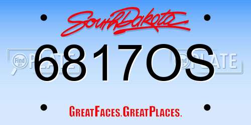 6817OS South Dakota License Plate