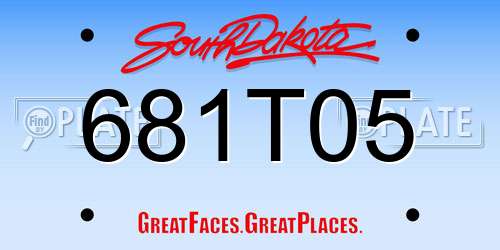681T05 South Dakota License Plate
