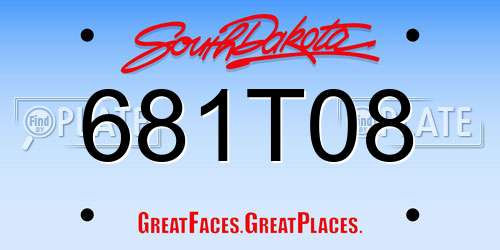 681T08 South Dakota License Plate