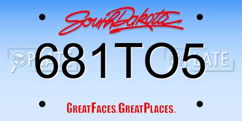 681TO5 South Dakota License Plate