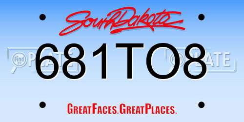 681TO8 South Dakota License Plate