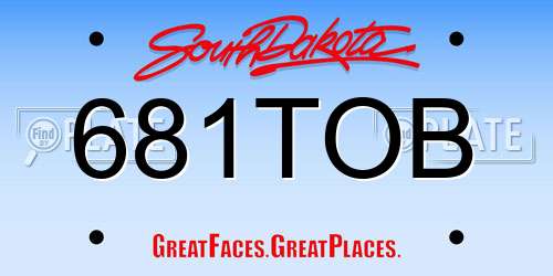 681TOB South Dakota License Plate