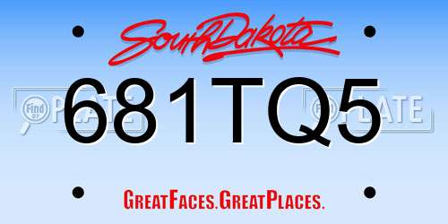 681TQ5 South Dakota License Plate