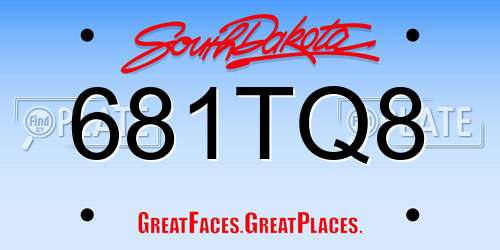 681TQ8 South Dakota License Plate