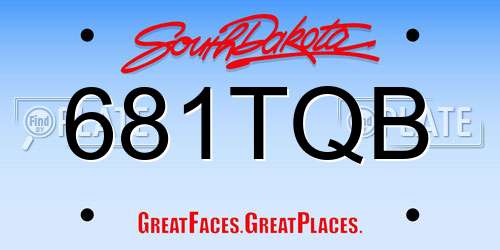 681TQB South Dakota License Plate