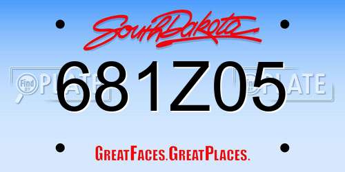 681Z05 South Dakota License Plate