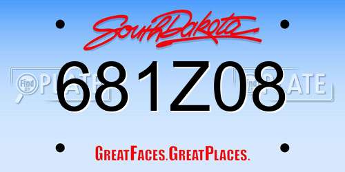 681Z08 South Dakota License Plate