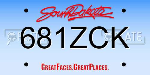 681ZCK South Dakota License Plate