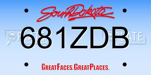 681ZDB South Dakota License Plate