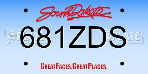 681ZDS South Dakota License Plate