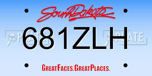 681ZLH South Dakota License Plate