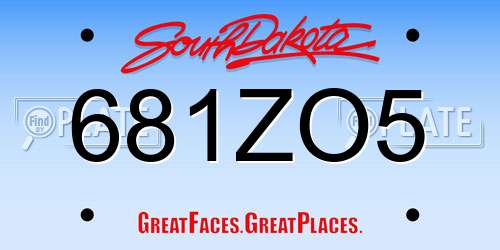 681ZO5 South Dakota License Plate