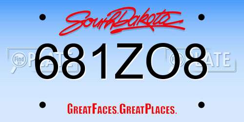 681ZO8 South Dakota License Plate