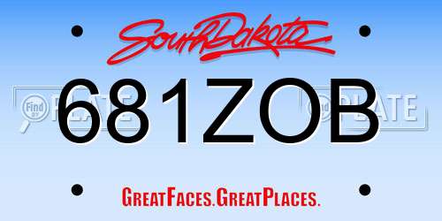 681ZOB South Dakota License Plate