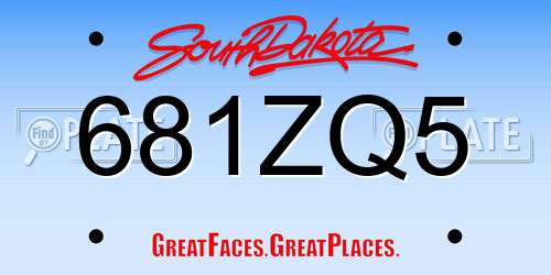 681ZQ5 South Dakota License Plate