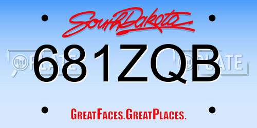 681ZQB South Dakota License Plate